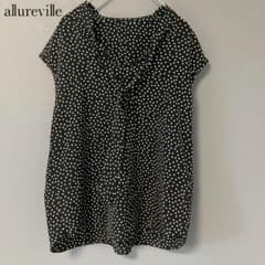 allureville アルアバイル ボウタイブラウス ノースリーブ 黒 ドット