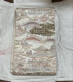 袋帯 建物 庭園文様 金銀糸 六通柄