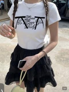 女性用夏用 ラウンドネック 半袖Tシャツ、レタープリントとリボンデコレーション