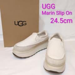 UGG アグ マリンスリッポン キャンバス スエード 厚底 ホワイト 23.5㎝ UGG アグ マリンスリッポン 厚底 ホワイト キャンバス スエード24.5cm