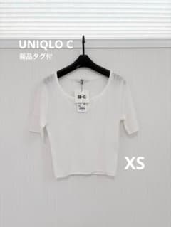 新品タグ付 UNIQLO C レースキーネック 白 XSのサムネイル