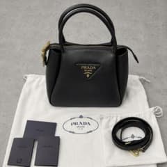 【美品】PRADA プラダ レザー ハンドバッグ ショルダーバッグ ブラックのサムネイル