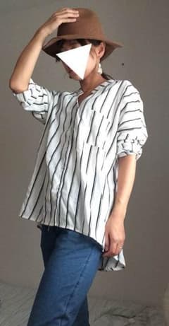 抜襟 ストライプ オーバーシャツのサムネイル