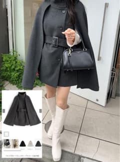 【新品未使用・タグ付き】GRL グレイル ハイネックケープコート チャコールのサムネイル