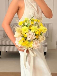 明るいカラー 黄色＆アイボリーのブーケ 結婚式 前撮り フォト婚 HC14のサムネイル