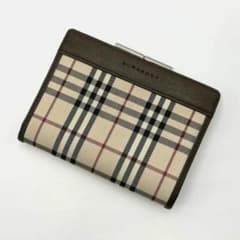 BURBERRY 버버리 노바 체크 니 접는 지갑 가마구치 브라운