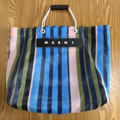 MARNI ストライプ　トートバッグ　ブルーミックスのサムネイル