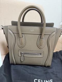値下げ）CELINE Luggage Nano グレージュ ハンドバッグ - メルカリ