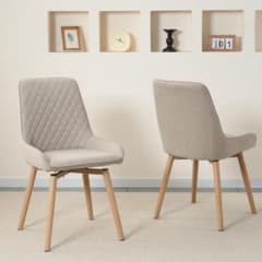 【ベージュ・単品】回転ダイニングチェア リネン生地 菱形キルティング 鉄脚 回転ダイニングチェア リネン生地 高通気性 菱形キルティング 鉄脚