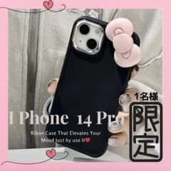 [신품] 리본 iPhone 14 Pro 케이스 블랙 키티 스타일 [1 명] 할인 중