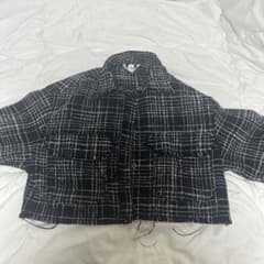 H&M ツイード風 チェック柄 ショート丈 ジャケットのサムネイル