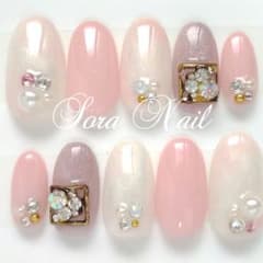 現品　ニュアンス　パールホワイト　ラメビジュー　ネイルチップのサムネイル