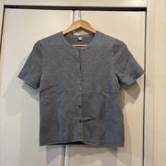 UNIQLO スカラップクルーネックカーディガン　半袖ニットのサムネイル