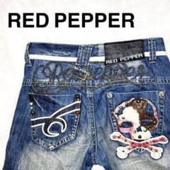 稀少】 RED PEPPER 刺繍＆スカルリペア加工 デニムパンツ サイズ30