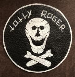 レザー製スコードロンパッチJOLLY ROGERS ハンドペイント牛革ワッペン