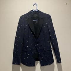 ESCADA ネイビー 星柄 テーラードジャケット ESCADA ネイビー 星柄 テーラードジャケット - メルカリ