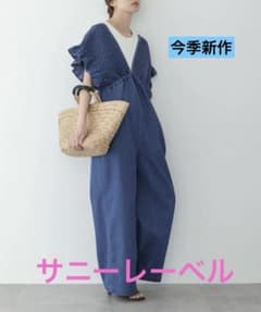 サニーレーベル シャーリングオールインワン デニム M - メルカリ