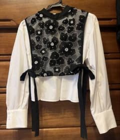 リリーブラウン 花柄刺繍 シアーレイヤード ブラウス ホワイト 