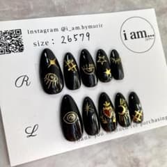 【現品ORサイズオーダー】01★ブラックネイル　アイモチーフのサムネイル