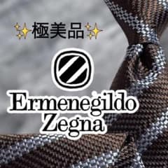 【極美品】現行 エルメネジルドゼニア ストライプ柄 アズーロ・エ・マローネ 茶系のサムネイル