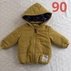フード付きキルティングアウター マスタード　90cmのサムネイル