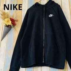 【NIKE 】ナイキ フルジップ パーカー ブラック 刺繍ロゴ 裏起毛　M