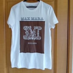 美品　MAX MARA ロゴ　花柄　プリント Tシャツ 半袖　ブラウン　生成 美品 MAX MARA ロゴ 花柄 プリント Tシャツ 半袖 ブラウン 生成 - メルカリ