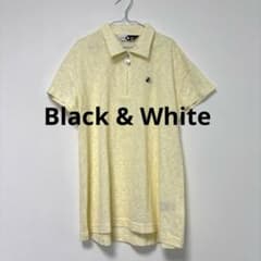 値下げ！美品Black&White 半袖ポロシャツ　黄色総柄　ゴルフ　M 日本製のサムネイル
