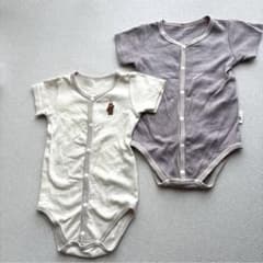 ベビー 半袖ロンパース 2枚セット くま刺繍のサムネイル