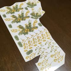 ポーセラーツ 押花  ミモザ柄の転写紙のサムネイル