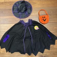 ハロウィン 魔女 コスプレ 3点セット マント 帽子 バッグのサムネイル