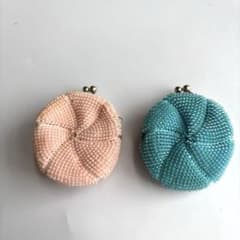 ビーズがま口ハンドメイド、4点セット ハンドメイド ビーズ がま口 ビーズ編みがま口 編み物 2つセット