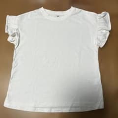 フリル袖 ホワイト Tシャツ　130cm GUのサムネイル