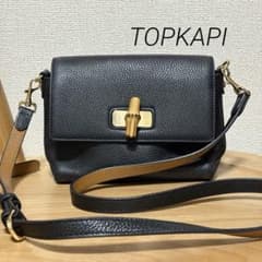 未使用級✨TOPKAPI シュリンクレザーバンブーひねりミニショルダーバッグ　黒 TOPKAPI シュリンクレザーバンブーひねりミニショルダーバッグ 黒