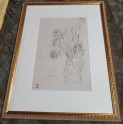 梅原龍三郎チューリップ鉛筆画真作巨匠 - メルカリ