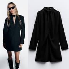 ZARA ギャザーディティール チョーカーワンピース　新品未使用　タグ付き　Sのサムネイル