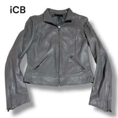 美品】iCB ラムレザー ライダースジャケット 11号 Lサイズ グレー系