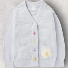 新品未使用 韓国 ソウル限定 ジェラートピケ カーディガン 花柄 ブルー