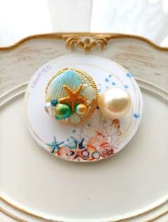 ヘアゴム　夏　貝殻　パールのサムネイル