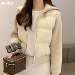 [完売品]DHOLIC 2WAYニット配色中綿ジャンパーのサムネイル