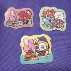 BT21 다이컷 스티커 부착 스낵 스티커만 3장