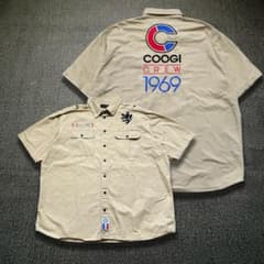 COOGI クージー　刺繍　ビックTシャツ　希少 希少✨両面刺繍】COOGI 3XL ビッグシルエット 半袖シャツ ベージュ