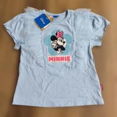 Disney Minnie Mouse T-shirt, frilled, short-sleeved, light blue, brand new, size 110cm