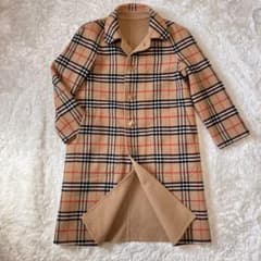 希少 バーバリー ノバチェック ロングコート リバーシブル ウール キャメル 7 バーバリー ダブルフェイス リバーシブル コート ノバチェック ￼ 7号