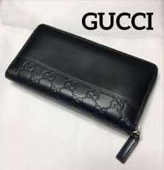 GUCCI シマ ミストラル 長財布 ラウンド GG 柄 黒 皮 ブラック - メルカリ