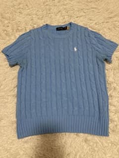 数回着用】polo ralph lauren 半袖ケーブルニット L 水色 - メルカリ