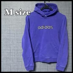 《adidas》古着　パーカー　レディース　M 冬服　紫　秋服　古着のサムネイル