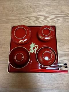 お食い初め食器セット 赤 （男の子用） 国産特選のサムネイル