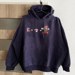 00s 任天堂 マリオ ヴィンテージ パーカー ナス紺 鬼フェード - メルカリ