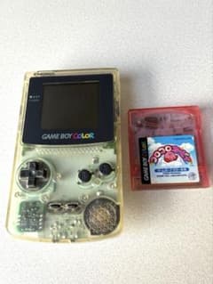 [ジャンク品]ゲームボーイカラー クリア 本体 + コロコロカービーソフトのサムネイル